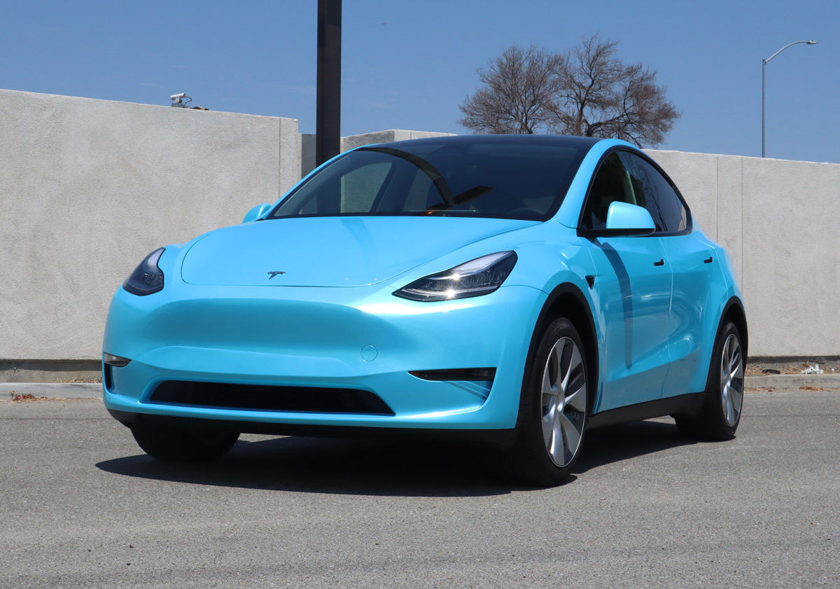 Model Y Blue Color Change Vinyl Wrap